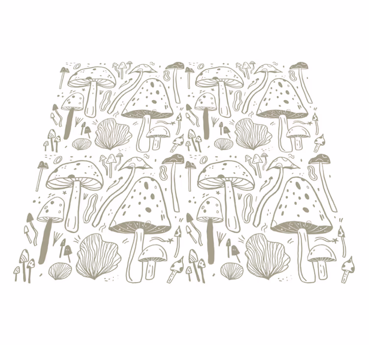 Dining room rug with beige mushroom pattern - TenStickers