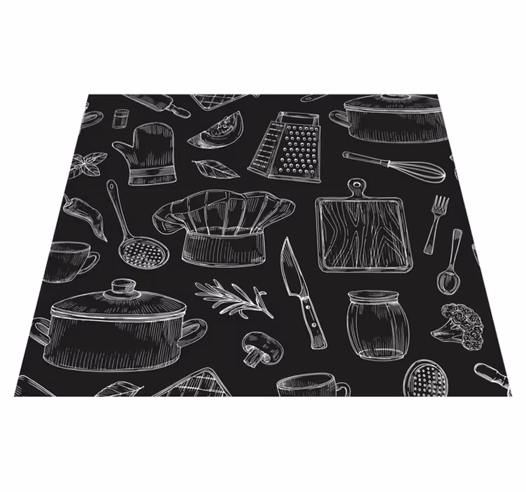 Kitchen vinyl mat with elegant cutlery design - TenStickers