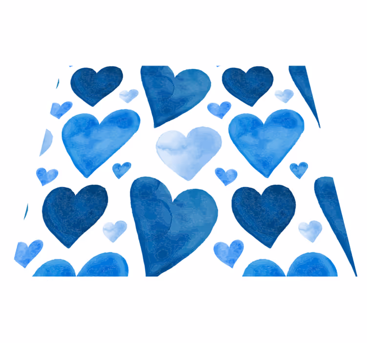 Blue sweet hearts kitchen vinyl mat - TenStickers