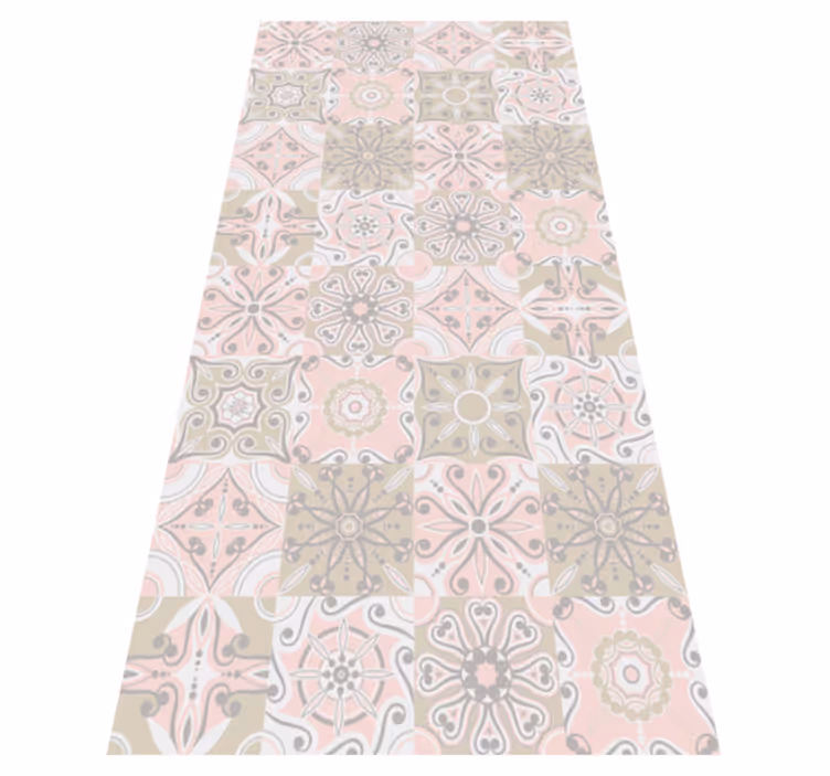 Kitchen vinyl mat in pink and grey tile design - TenStickers