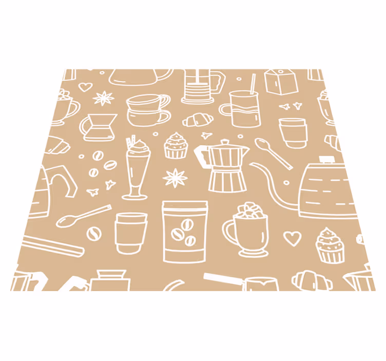 Kitchen vinyl mat with coffee cups and glasses pattern - TenStickers