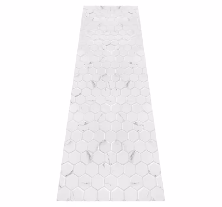 Kitchen vinyl mat in elegant grey hexagon tiles - TenStickers