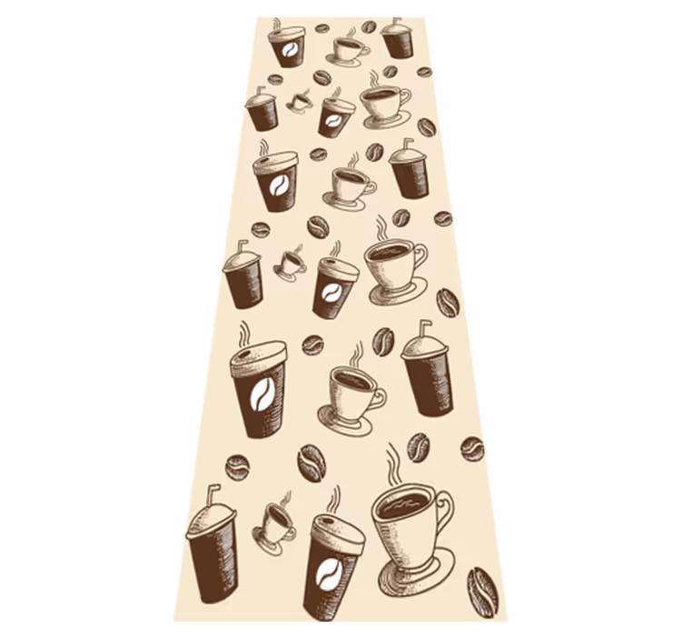 Kitchen vinyl mat with a great coffee mugs pattern - TenStickers