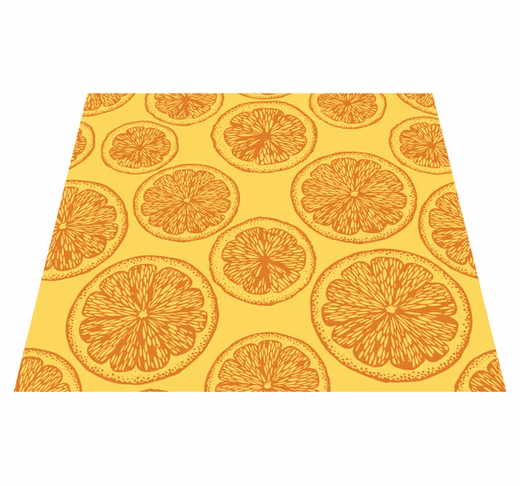 Kitchen vinyl mat with orange hand-drawn pattern - TenStickers
