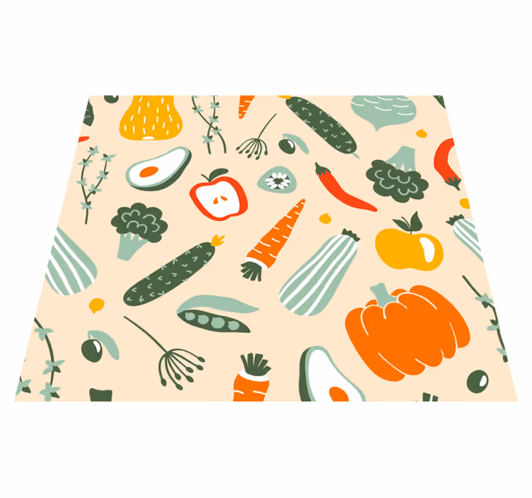 Beige food pattern kitchen vinyl mat - TenStickers