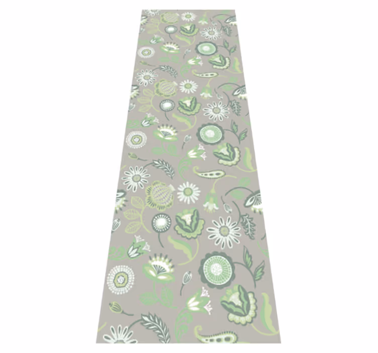 Kitchen vinyl mat delicate green floral design - TenStickers