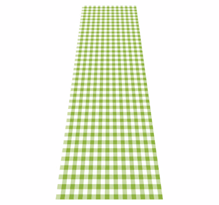 Green checked plaid design kitchen vinyl mat - TenStickers