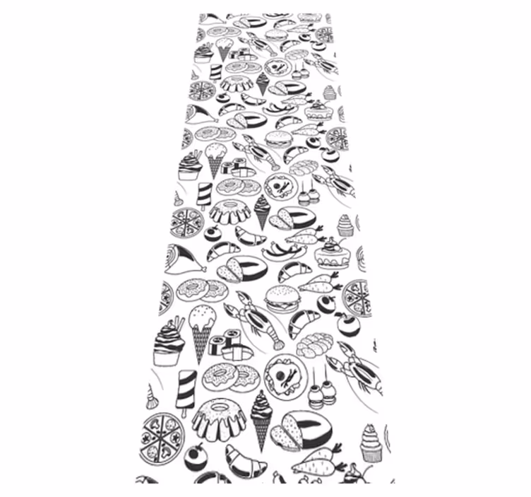 Kitchen vinyl mat with food doodles design - TenStickers