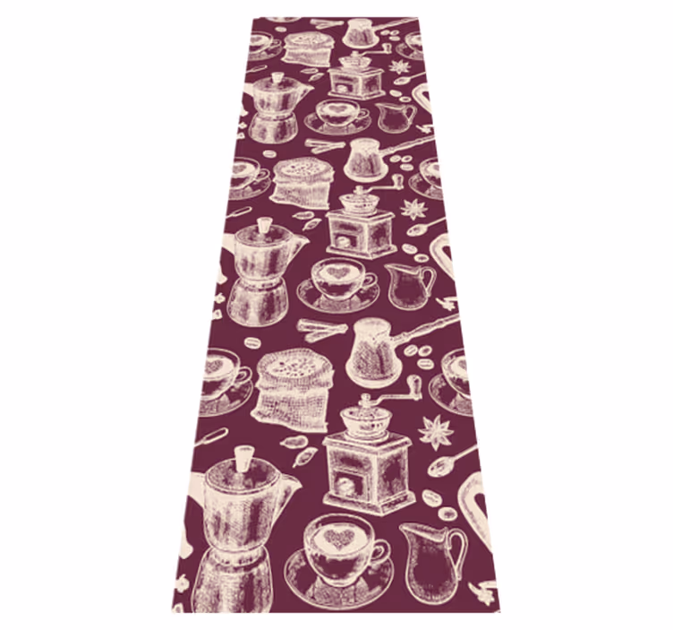 Kitchen vinyl mat coffee pattern design - TenStickers
