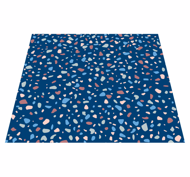 Kitchen vinyl mat in dark blue terrazzo design - TenStickers