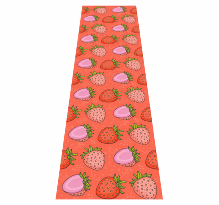 Kitchen vinyl mat with seamless red and pink strawberries - TenStickers