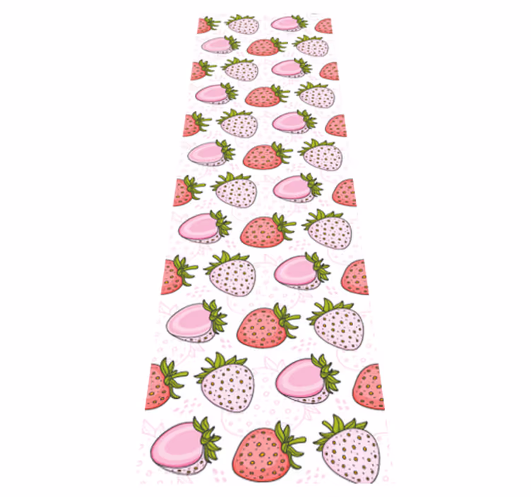 Kitchen vinyl mat seamless pink and red strawberries - TenStickers
