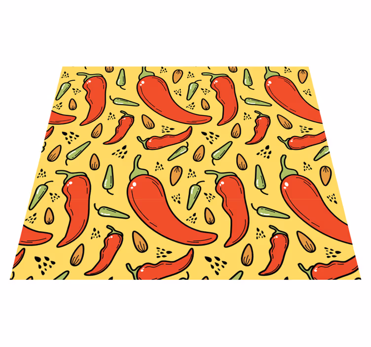 Red and green hot chili kitchen vinyl mat - TenStickers
