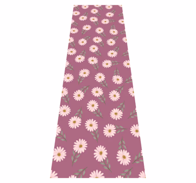 Kitchen vinyl mat with little pink daisies pattern - TenStickers