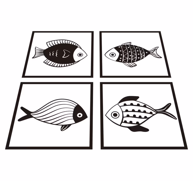 Bathroom mat with beautiful fish pattern tiles - TenStickers