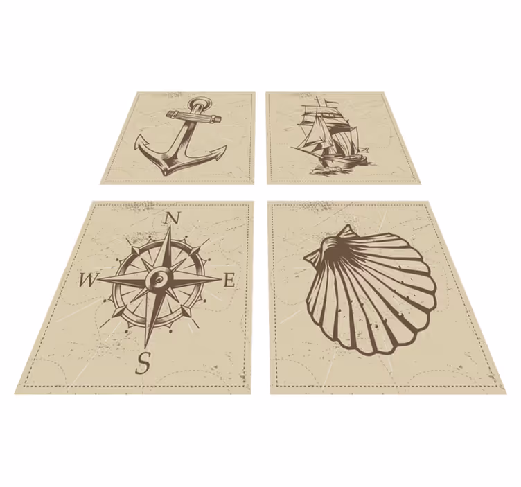Bathroom mat with sea-themed tiles - TenStickers