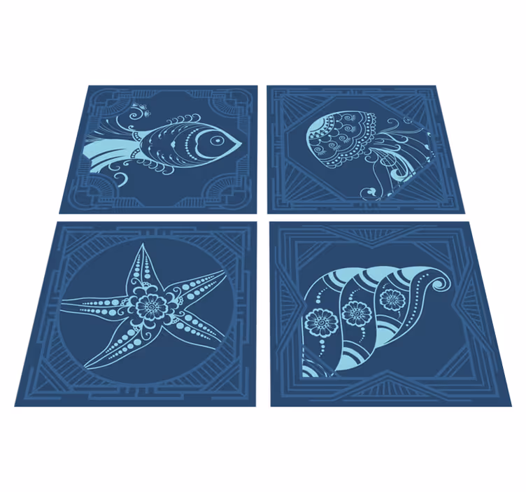 Bathroom mat with decorative sea life tiles - TenStickers