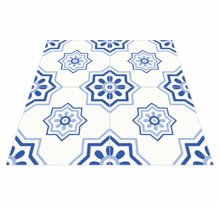 Bathroom mat blue tile adhesive - TenStickers