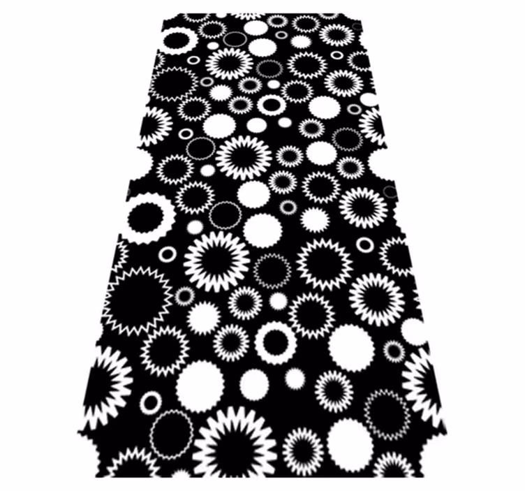 Bathroom mat with black and white sunflowers - TenStickers