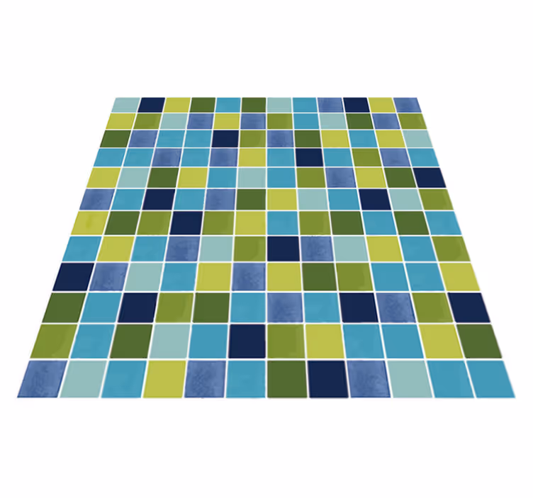 Bathroom mat in blue and green tiles - TenStickers
