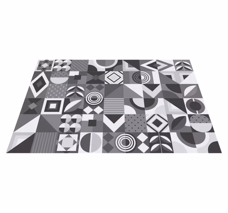 Bathroom mat in gray geometric tiles - TenStickers