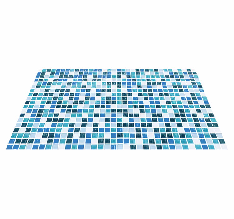 Bathroom mat blue tile mosaic - TenStickers