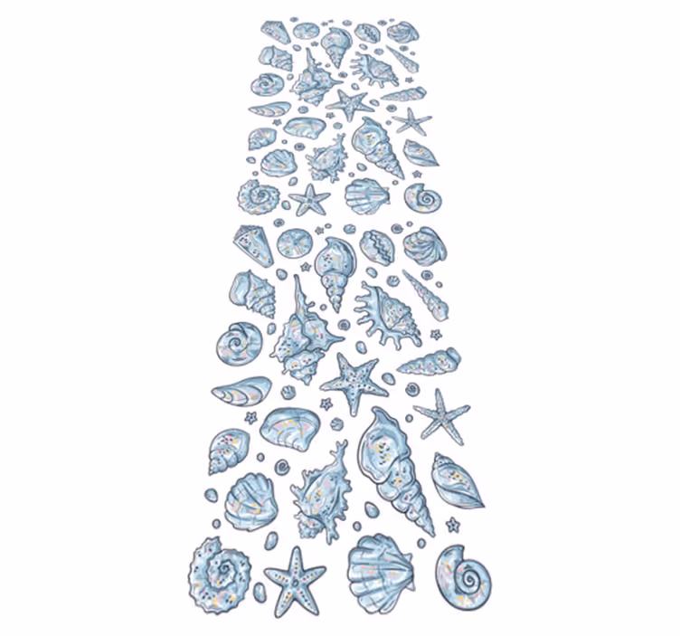 Bathroom mat seashell sketches shower - TenStickers