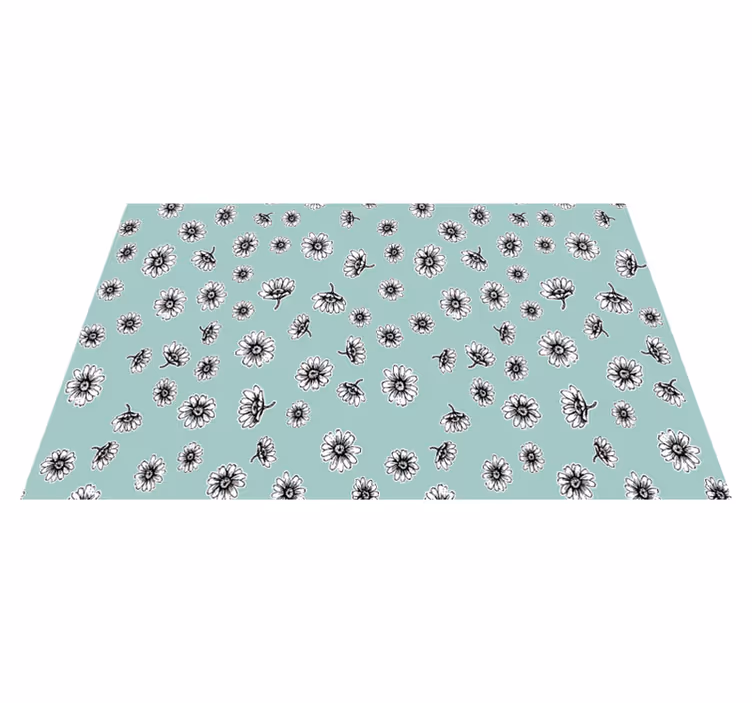 Floral rug with charming white chamomile pattern - TenStickers