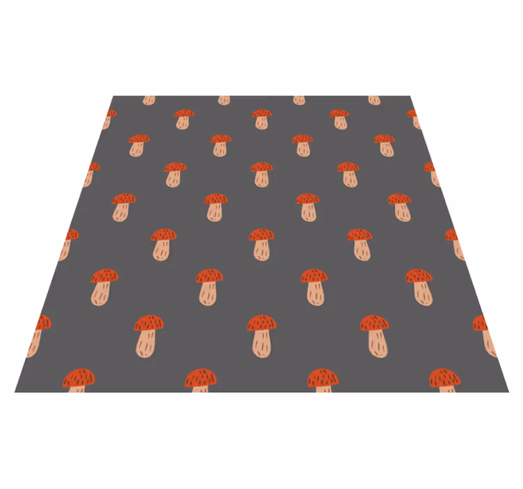 Floral rug with classic mushrooms on gray background - TenStickers