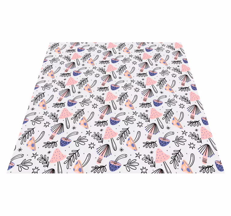 Floral rug with classic mushrooms and flowers - TenStickers