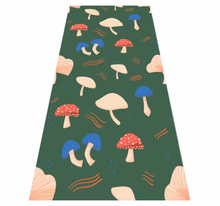 Floral rug with red and white realistic mushrooms - TenStickers