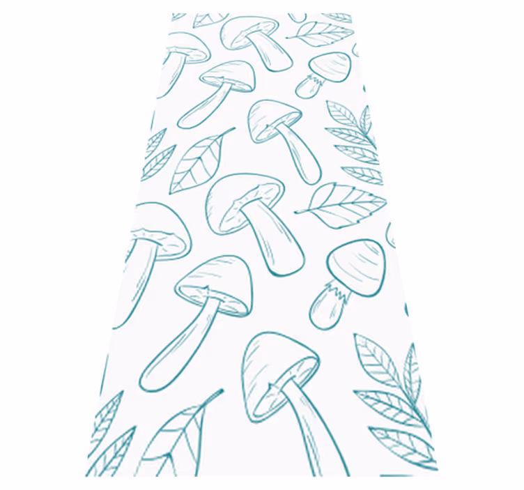 Floral rug with white and light blue mushroom pattern - TenStickers