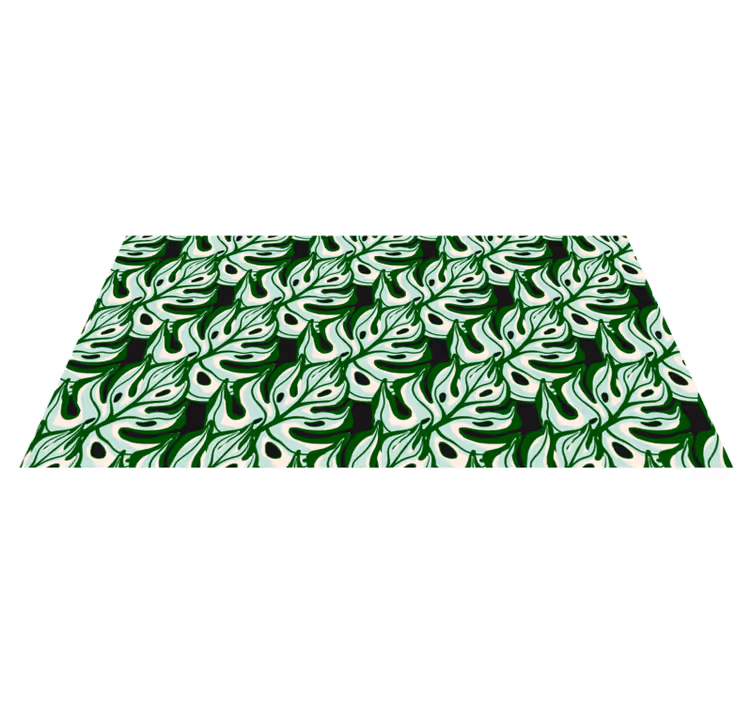 Floral rug in vibrant black and green flora pattern - TenStickers