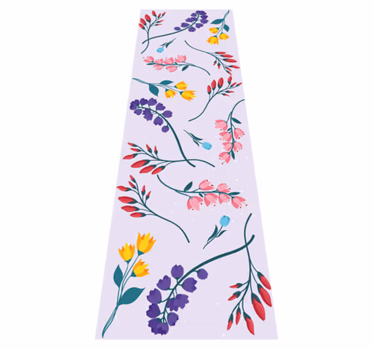 Floral rug with minimalistic garden flowers - TenStickers