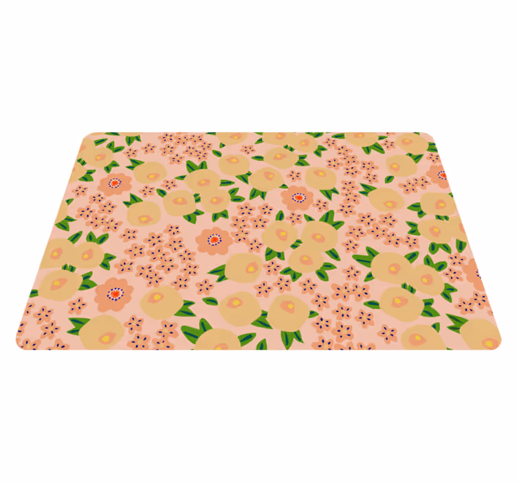 Floral rug with original floral pattern in peach tones - TenStickers