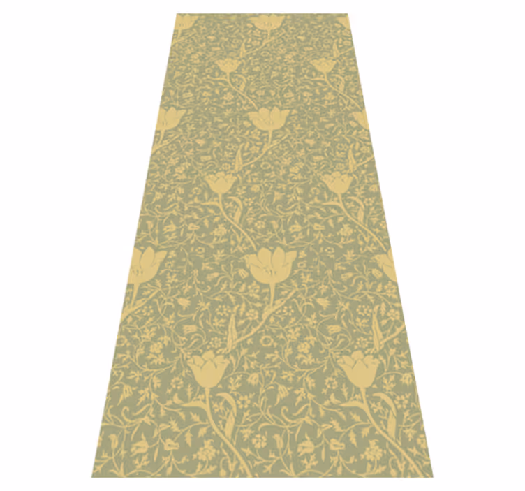 Floral rug with subtle gold and green pattern - TenStickers