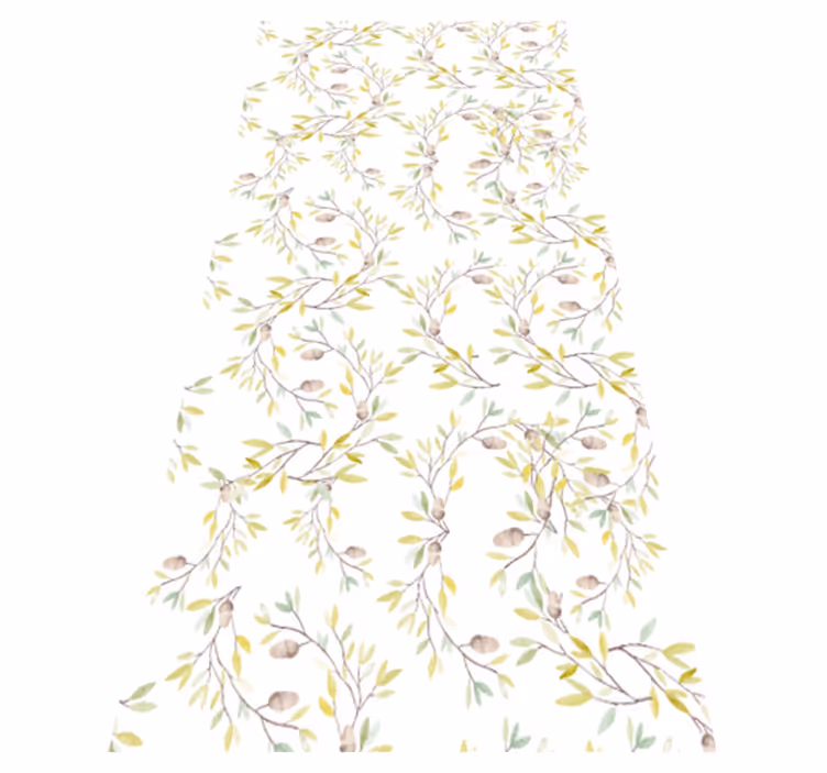 Floral rug with original watercolor green leaves pattern - TenStickers