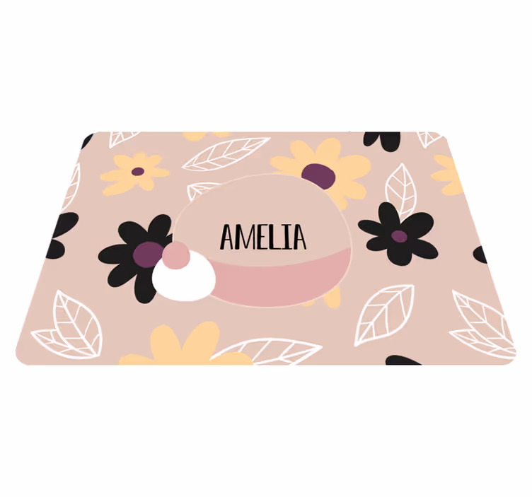 Floral rug with vibrant flowers on beige background - TenStickers