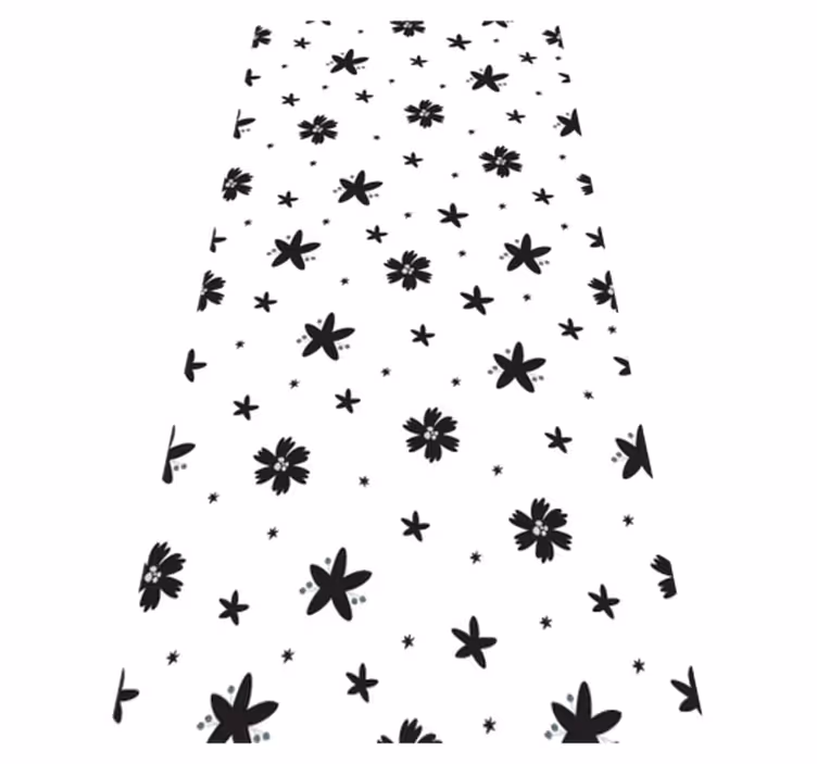 Floral rug with black and white ink design - TenStickers
