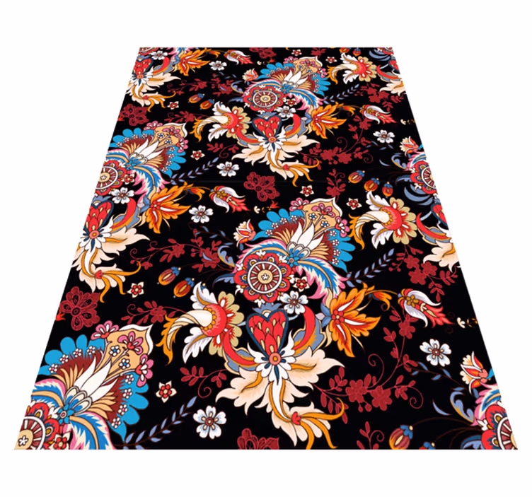 Floral rug in vibrant contemporary folk design - TenStickers