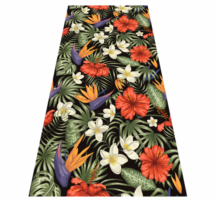Floral rug with tropical jungle plant pattern - TenStickers