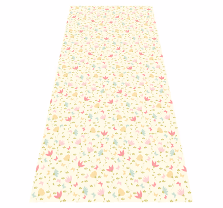 Floral rug with blossoms and butterflies - TenStickers