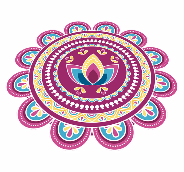 Floral rug colorful lotus mandala design - TenStickers