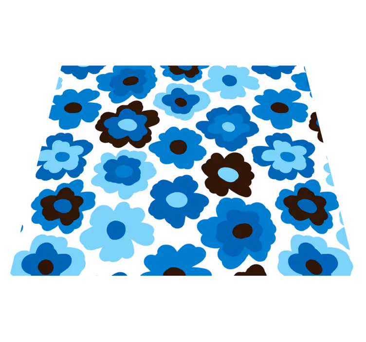 Floral rug blue poppy design - TenStickers