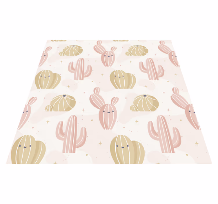 Floral rug with adorable cactus design - TenStickers