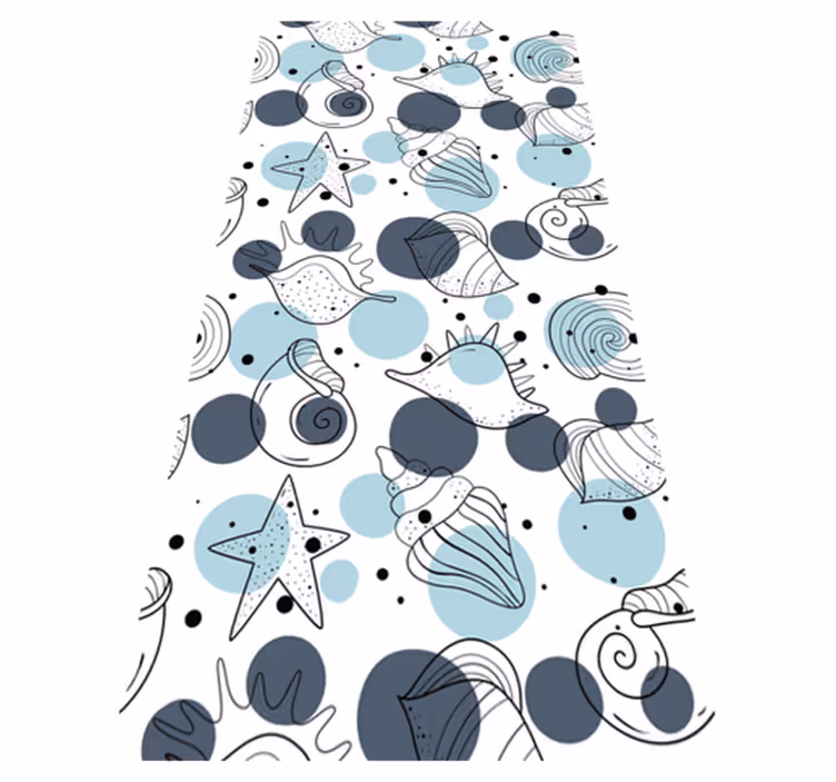 Floral rug with elegant shell designs - TenStickers
