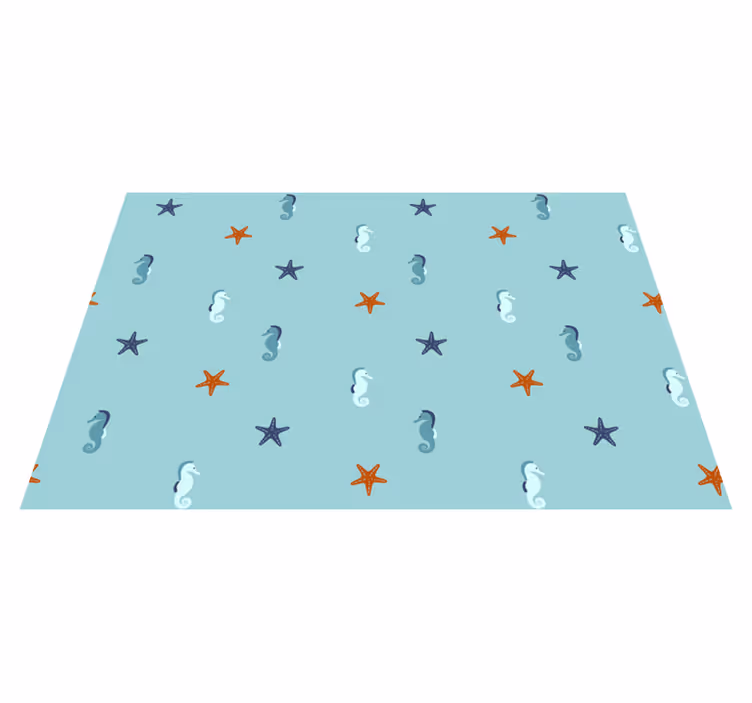 Floral rug with seahorse starfish design - TenStickers
