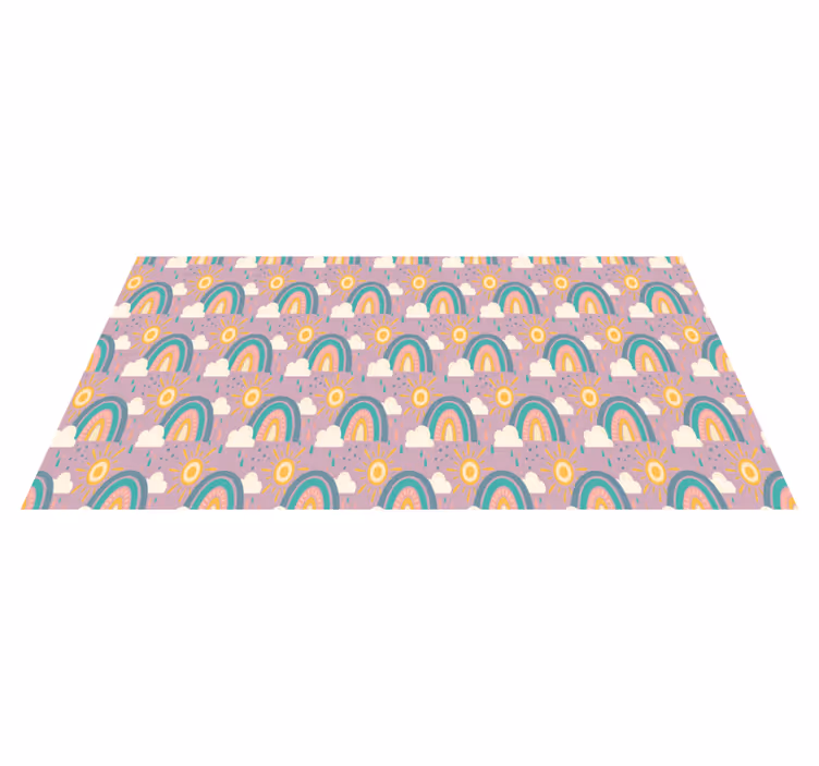 Floral rug playful colorful rainbows - TenStickers