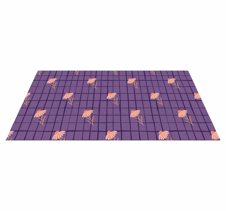 Floral rug with purple flower design - TenStickers