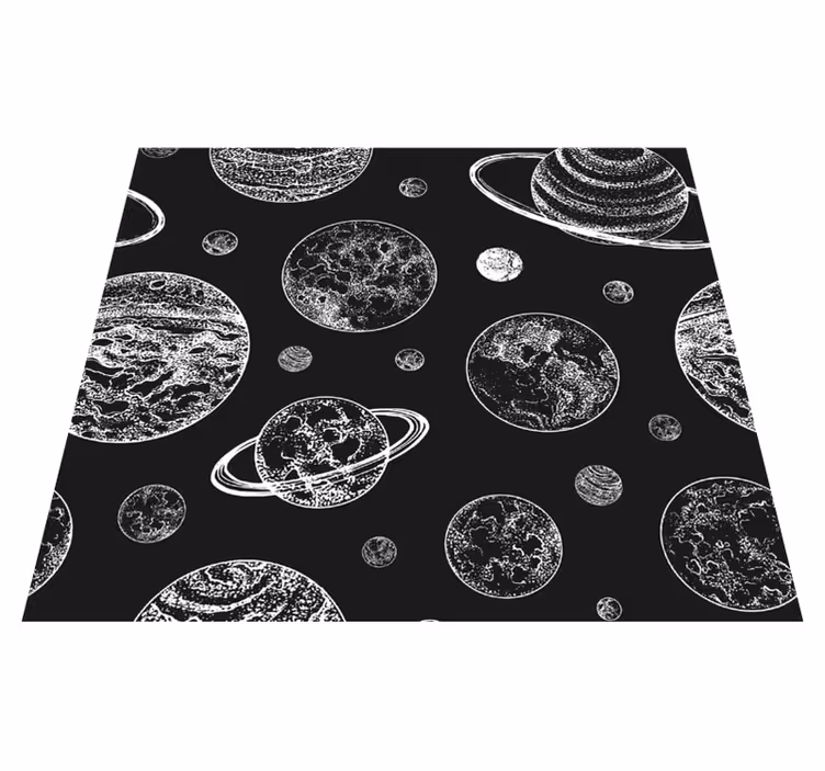 Star rug in black and white space - TenStickers
